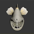 3D Model of White Anglerfish With Open Mouth Sharp Teeth Silver Fins and Bioluminescent Lure