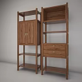 Wooden Storage Shelving Units With Cabinet Drawer And Multiple Tiers Design
