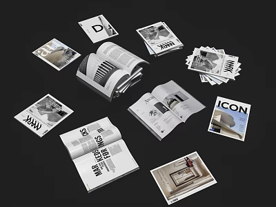 Open and Closed Magazines Showcasing Design Layouts Pages Covers and Lifestyle Content 3d model