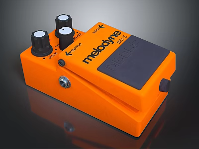 Orange Melodyne Throat Electronic Device With Control Knobs And Pedal 3d model
