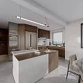 Modern Kitchen With Brown Cabinets Stainless Steel Refrigerator Stove And Sink