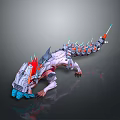 Futuristic Mechanical Dragon With Armored Body Colorful Spikes And Cybernetic Details