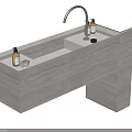 Modern Bathroom Vanity With Marble Countertop Brass Faucet Toiletries And Soap Dish