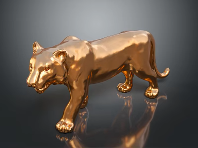 Golden Leopard Statue Decorative Furniture For Modern Home Interior Decor 3d model