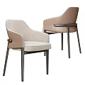 Modern Upholstered Leisure Chair With Beige Fabric And Black Metal Armrests Legs