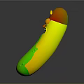 Cartoon Green Pickle Character With Blue Stripe Big Eyes And Open Mouth