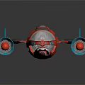 Red And Blue Cartoon Style Water Vehicle With Shark Mouth Design And Transparent Cockpit