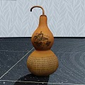 Traditional Gourd Decorative Ornament Set With Curved Handle Carved Patterns And Characters For Home Decoration