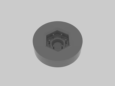 Gray Industrial Circular Mechanical Component With Hexagonal Recessed Center Design 3d model