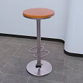Modern Green and Orange Bar Stools With Round Seat Metal Base and Footrest