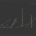 Black Metal Rods and Brackets in Scattered Arrangement on White Background