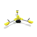 Outdoor Yellow Children Playground Spinner With Three Seats And Rotating Platform