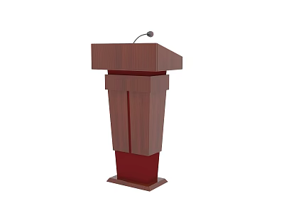 Functional Wooden Desk with Microphone and Sturdy Structure for Public Use 3d model