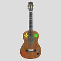 Wooden Acoustic Guitar With Decorative Clover And Fleur De Lis Painted Art Supplies Designs