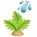Fresh Green Plant Leaves With Water Droplets Falling From Above
