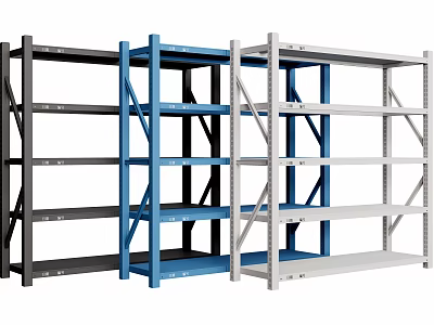 Display Shelves Black Blue White Multiple Layers Sturdy Metal Frame for Storage And 3d model