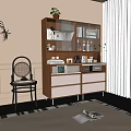 Modern Silent Sideboard Locker Coffee Machine Wine Bottle Wine Glass Ornaments Combination 3d model