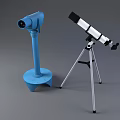 Commercial Telescope Equipment With Blue Base And White Tripod Stand