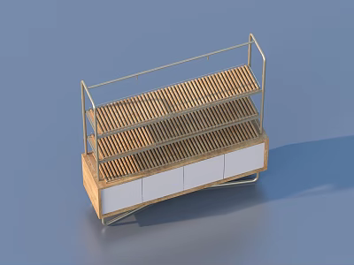 Modern Display Shelf With Wooden Shelves And Metal Frame Storage Cabinets 3d model