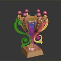 Golden Metallic Trophy Shaped Home Decor Ornament With Spherical Top And Square Base