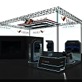 Intelligent Technology Exhibition Booth Design With Blue Screens And Modern Lighting