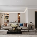 Modern Open Concept Living and Dining Room Interior With Sofa TV Coffee Table And Large Window