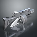 Silver Sci Fi Futuristic Rifle With Streamlined Design Detailed Components And Reflective Surface 3d model