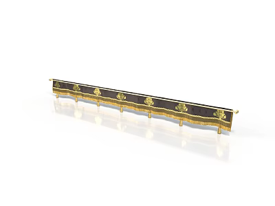 Ornamental Architectural Railing With Gold Decorations And Dark Body Design 3d model