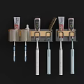 Wall Mounted Bathroom Accessories Set With Toothbrushes Toothpaste And Comb Holder 3d model