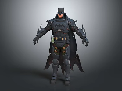 Game Movie Character Batman in Black Armor with Cape and Utility Gear 3d model
