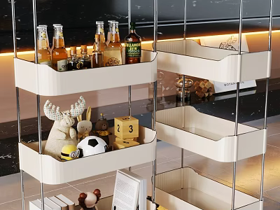 White Multi Tier Storage Shelving Unit With Compartments For Bottles Toys And Books 3d model