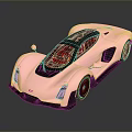 Futuristic Pink Sports Car Featuring Sleek Aerodynamic Body And Black Wheels