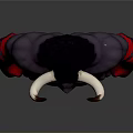 Muscular Fantasy Minotaur Character 3D Model With Horns Red Wristbands And Black Body