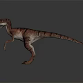 Realistic Red Brown Striped Dinosaur Character With Sharp Teeth Standing Pose 3d model