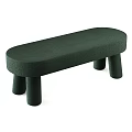 Dark Green Textured Upholstered Bench With Cylindrical Legs Modern Design