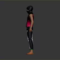 Man in Black Headscarf Pink Vest Skeleton Pattern Pants and Orange Shoes Standing