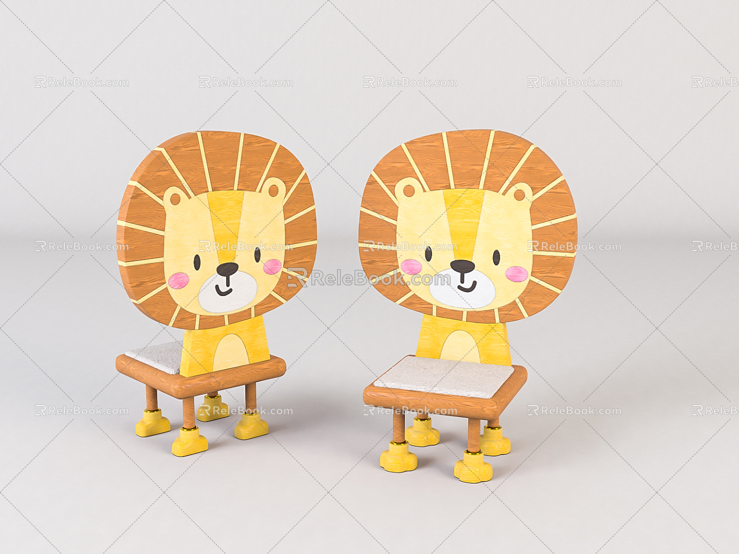 Modern Children's Chair Home Children's Wooden Chair Beautiful Chen Ornaments 3d model