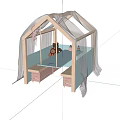 Kids Table And Chair Set With Tent Structure Light Blue Curtain And Toys