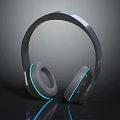 Modern Electronic Over Ear Headphones With Blue LED Light And Sleek Design