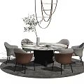 Modern Dining Table and Chair Combination Round Dining Table and Chair 3d model