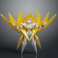 Golden Spread Wings Mech Robot With Silver Body And Warrior Design