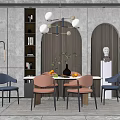 Modern Dining Table and Chair Combination 3d model
