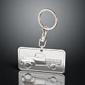 Metallic Keychain With Rectangular Plate Shiny Surface Detailed Truck Design And Key Ring 3d model