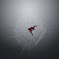 Spider Man In Red And Black Suit Posing On Intricate Spider Web Design