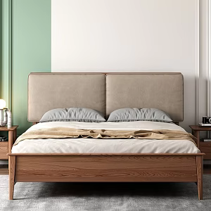 Solid Wood Bed Modern Bed Double Bed Queen Bed Combination 3d model