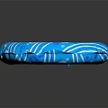 Blue Swim Ring Sports Equipment With White Stripes And Circle Patterns For Water Activities