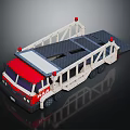 Red And White Lego Model TMA Flatbed Tow Truck With Warning Lights