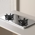 Modern Two Burners Stainless Steel Gas Stove With Sleek Design On Kitchen Countertop