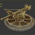 Ancient War Weapon Featuring Mechanical Structure Wooden Metal Parts And Circular Platform