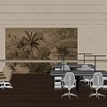 Modern Office Interior Featuring Tropical Plant Mural Wooden Floors And White Workstations